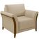 Poltrona Para Sala De Estar Decorativa Base Fixa Stefan M03 Linho Bege Escuro - Lyam Decor