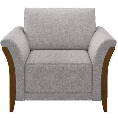 Poltrona Para Sala De Estar Decorativa Base Fixa Stefan M03 Linho Cinza - Lyam Decor