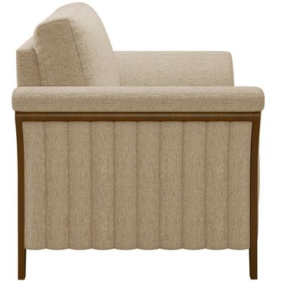Poltrona Para Sala De Estar Decorativa Base Fixa Stefan M03 Linho Bege Escuro - Lyam Decor