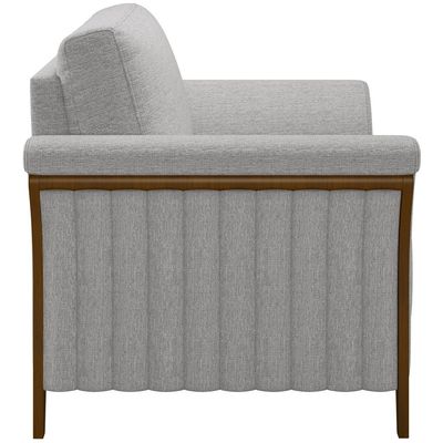 Poltrona Para Sala De Estar Decorativa Base Fixa Stefan M03 Linho Cinza - Lyam Decor