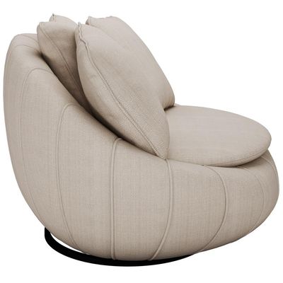Poltrona Para Sala De Estar Decorativa Giratória Kira M03 Linho Bege - Lyam Decor