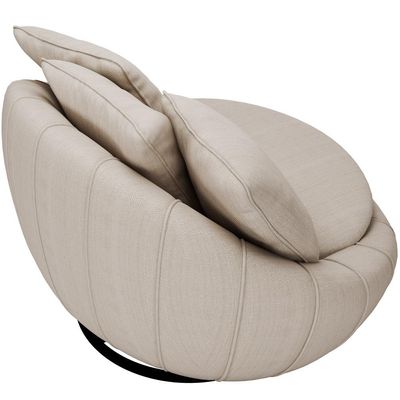 Poltrona Para Sala De Estar Decorativa Giratória Kira M03 Linho Bege - Lyam Decor