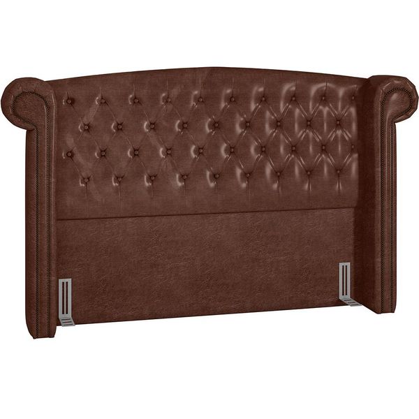 Cabeceira Cama Box Casal Queen 160 cm P05 Sofia Corino Marrom - Lyam Decor