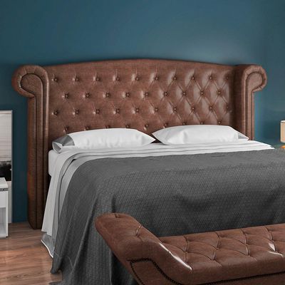 Cabeceira Cama Box Casal King 195 cm P05 Sofia Corino Marrom - Lyam Decor