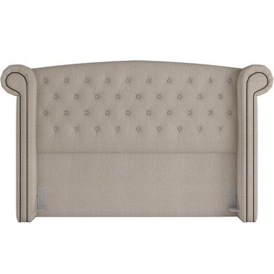 Cabeceira Cama Box Casal com Tachas 140 cm Sofia P05 Linho Creme - Lyam Decor