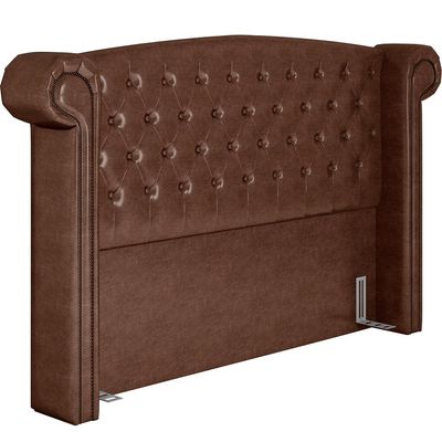 Cabeceira Cama Box Casal King 195 cm P05 Sofia Corino Marrom - Lyam Decor
