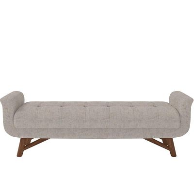 Puff Recamier Decorativo com Pés em Madeira 160 cm Itália P05 Linho Cinza - Lyam Decor