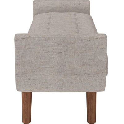 Puff Recamier Decorativo com Pés em Madeira 160 cm Itália P05 Linho Cinza - Lyam Decor