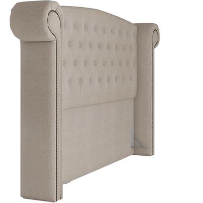 Cabeceira Cama Box Queen com Tachas 160 cm Sofia P05 Linho Creme - Lyam Decor