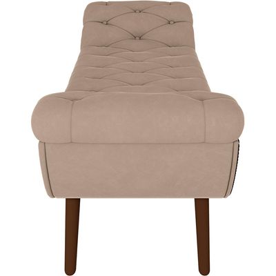 Puff Recamier Decorativo Tamanho Casal com Tachas 140 cm Santorini P05 Veludo Bege - Lyam Decor