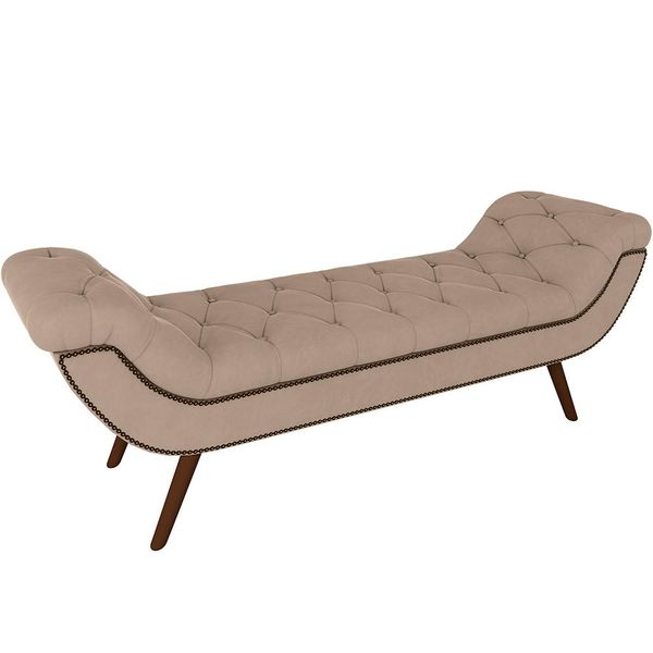 Puff Recamier Decorativo com Tachas 160 cm Santorini P05 Veludo Bege - Lyam Decor Puff Recamier Decorativo com Tachas 160 cm Santorini P05 Veludo Bege - Lyam Decor