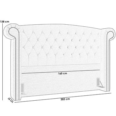 Cabeceira Cama Box Queen com Tachas 160 cm Sofia P05 Linho Cinza Escuro - Lyam Decor