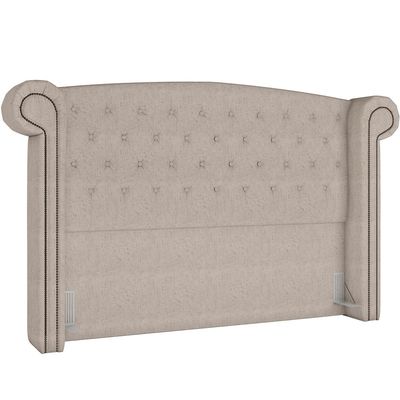 Cabeceira Cama Box Queen com Tachas 160 cm Sofia P05 Linho Cru - Lyam Decor