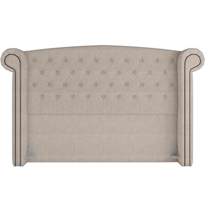 Cabeceira Cama Box Queen com Tachas 160 cm Sofia P05 Linho Cru - Lyam Decor