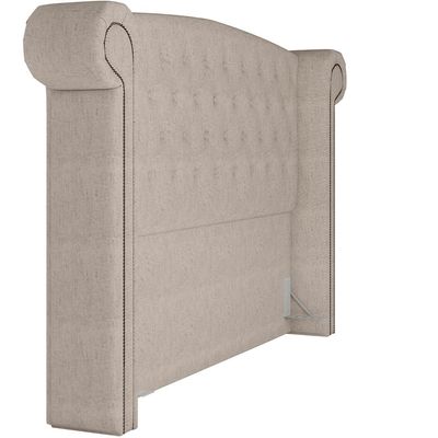 Cabeceira Cama Box Queen com Tachas 160 cm Sofia P05 Linho Cru - Lyam Decor