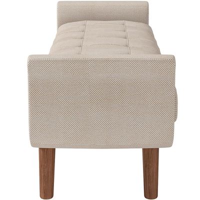 Puff Recamier Decorativo com Pés em Madeira 160 cm Itália P05 Linho Creme - Lyam Decor