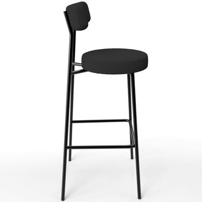 Banqueta Alta Bar Cozinha Sala De Jantar Estrutura Em Aço Milão L02 Bouclê Preto - Lyam Decor