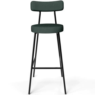 Banqueta Alta Bar Cozinha Sala De Jantar Estrutura Em Aço Milão L02 Linho Verde Musgo - Lyam Decor