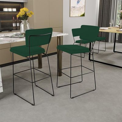 Banqueta Alta Bar Cozinha Sala De Jantar Fixa Allana L02 Suede Verde Musgo - Lyam Decor