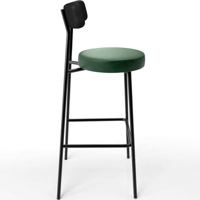 Banqueta Alta Bar Cozinha Sala De Jantar Milão L02 Couríssimo Preto Facto Verde Musgo - Lyam Decor