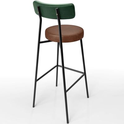 Banqueta Alta Bar Cozinha Sala De Jantar Milão L02 Facto Verde Musgo Couríssimo Marrom - Lyam Decor