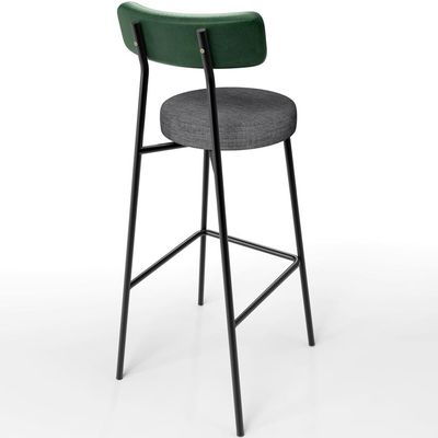 Banqueta Alta Bar Cozinha Sala De Jantar Milão L02 Facto Verde Musgo Linho Cinza Escuro - Lyam Decor