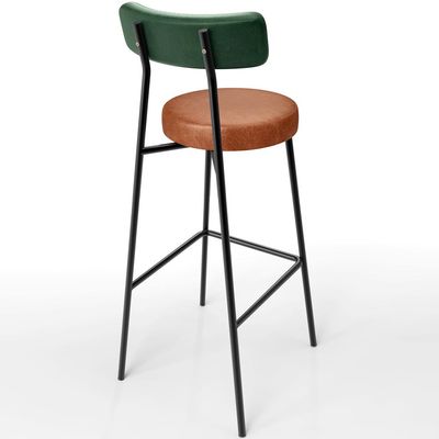 Banqueta Alta Bar Cozinha Sala De Jantar Milão L02 Facto Verde Couríssimo Camel - Lyam Decor