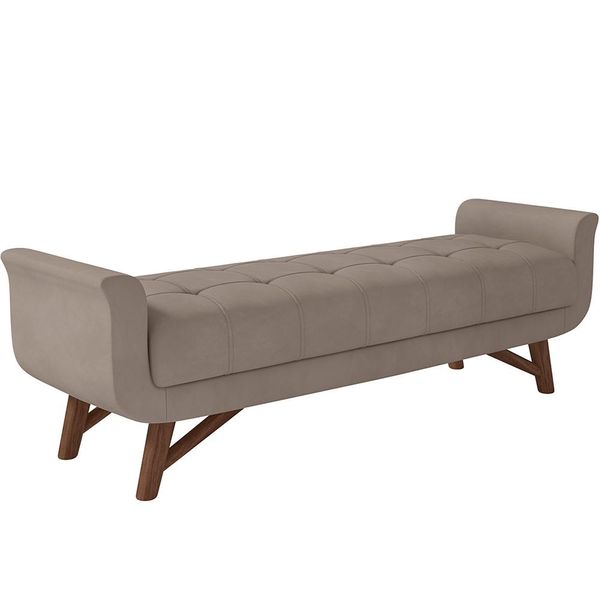 Puff Recamier Decorativo com Pés em Madeira 160 cm Itália P05 Veludo Bege - Lyam Decor Puff Recamier Decorativo com Pés em Madeira 160 cm Itália P05 Veludo Bege - Lyam Decor