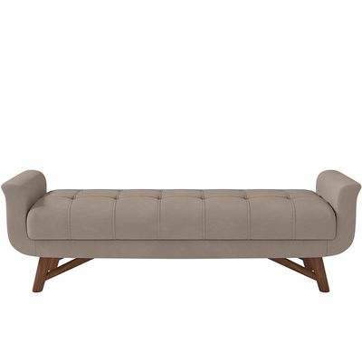 Puff Recamier Decorativo com Pés em Madeira 160 cm Itália P05 Veludo Bege - Lyam Decor