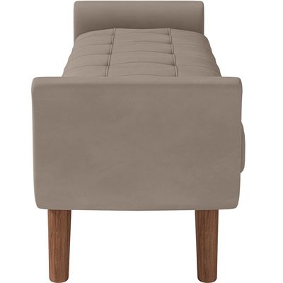 Puff Recamier Decorativo com Pés em Madeira 160 cm Itália P05 Veludo Bege - Lyam Decor