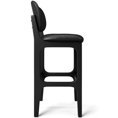 Banqueta Alta Para Cozinha Madeira Fixa Betta L02 Preto Couríssimo Preto - Lyam Decor