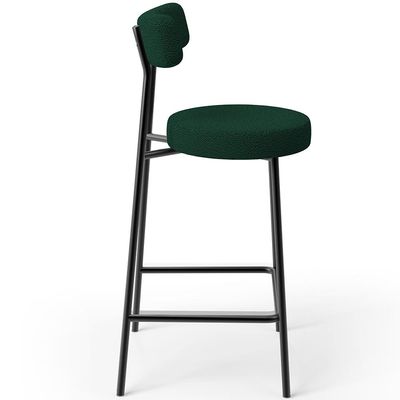 Banqueta Baixa Para Cozinha Sala De Jantar Bar Bancada Milão L02 Bouclê Verde - Lyam Decor