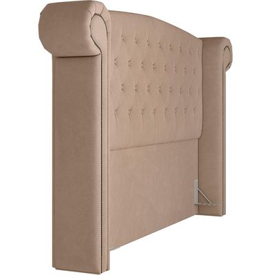 Cabeceira Cama Box Casal com Tachas 140 cm Sofia P05 Veludo Bege - Lyam Decor