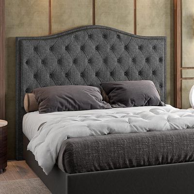 Cabeceira Cama Box Casal King 195 cm P05 Grécia Linho Cinza Escuro - Lyam Decor