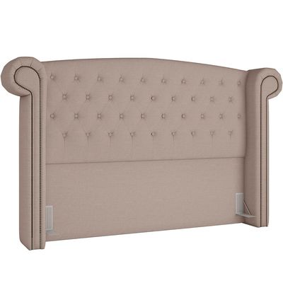 Cabeceira Cama Box Queen com Tachas 160 cm Sofia P05 Linho Bege Areia - Lyam Decor