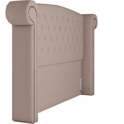 Cabeceira Cama Box Queen com Tachas 160 cm Sofia P05 Linho Bege Areia - Lyam Decor