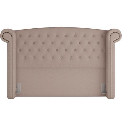 Cabeceira Cama Box Queen com Tachas 160 cm Sofia P05 Linho Bege Areia - Lyam Decor
