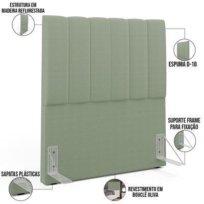 Cabeceira Cama Box Solteiro 100 cm Dália W01 Bouclê Oliva - Lyam Decor