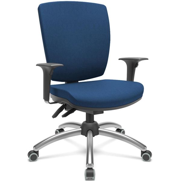 Cadeira de Escritório Diretor Office Base Giratória Cromada Alta Flexi P03 Poliéster Azul - Lyam