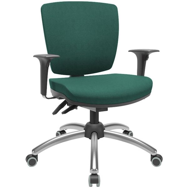 Cadeira de Escritório Executiva Office Giratória Cromada Baixa Flexi P03 Poliéster Verde - Lyam
