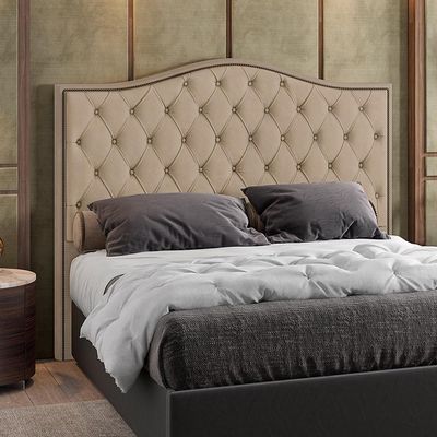Cabeceira Cama Box Casal Queen 160 cm P05 Grécia Veludo Bege - Lyam Decor