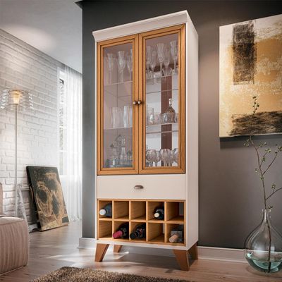 Cristaleira Com Nicho Adega 02 Portas Luma B01 Off White Cinamomo - Lyam Decor
