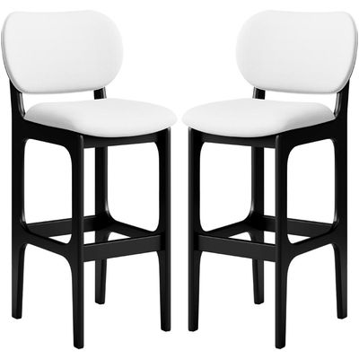 Kit 02 Banquetas Alta Para Cozinha Madeira Fixa Betta L02 Preto Facto Branco - Lyam Decor