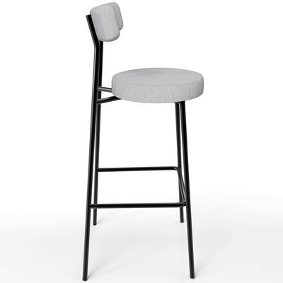 Banqueta Alta Bar Cozinha Sala De Jantar Estrutura Em Aço Milão L02 Linho Cinza - Lyam Decor