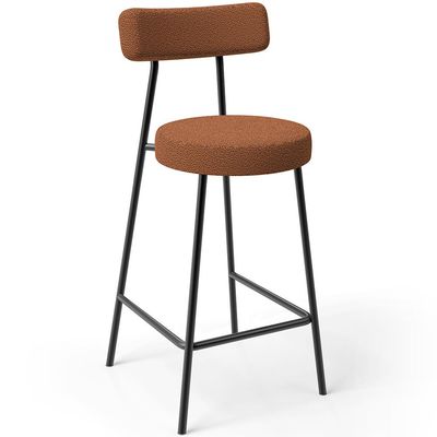 Kit 02 Banquetas Baixa Para Cozinha Sala De Jantar Bar Milão L02 Bouclê Terracota - Lyam Decor