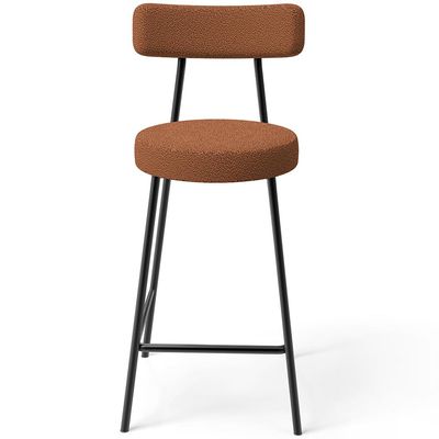 Kit 02 Banquetas Baixa Para Cozinha Sala De Jantar Bar Milão L02 Bouclê Terracota - Lyam Decor