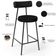 Kit 02 Banquetas Baixa Cozinha Sala Jantar Bancada Milão L02 Couríssimo Preto Linho Chumbo - Lyam Decor