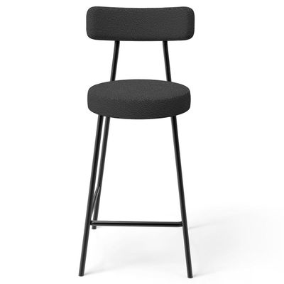 Kit 02 Banquetas Baixa Para Cozinha Sala De Jantar Bancada Milão L02 Bouclê Preto - Lyam Decor