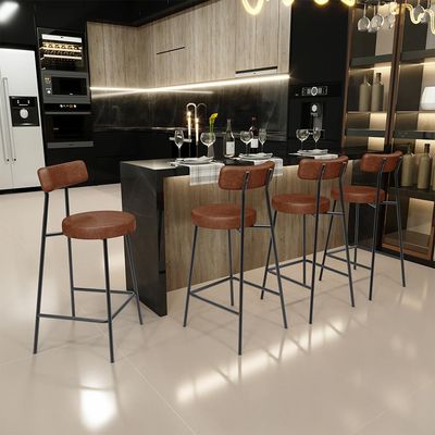Kit 02 Banquetas Baixa Para Cozinha Sala De Jantar Bancada Milão L02 Couríssimo Marrom - Lyam Decor