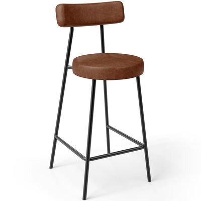Kit 02 Banquetas Baixa Para Cozinha Sala De Jantar Bancada Milão L02 Couríssimo Marrom - Lyam Decor